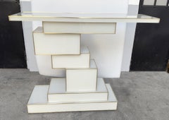 Pair of ‘cubist’ consoles in glass and brass Murano, Italy, circa 2020