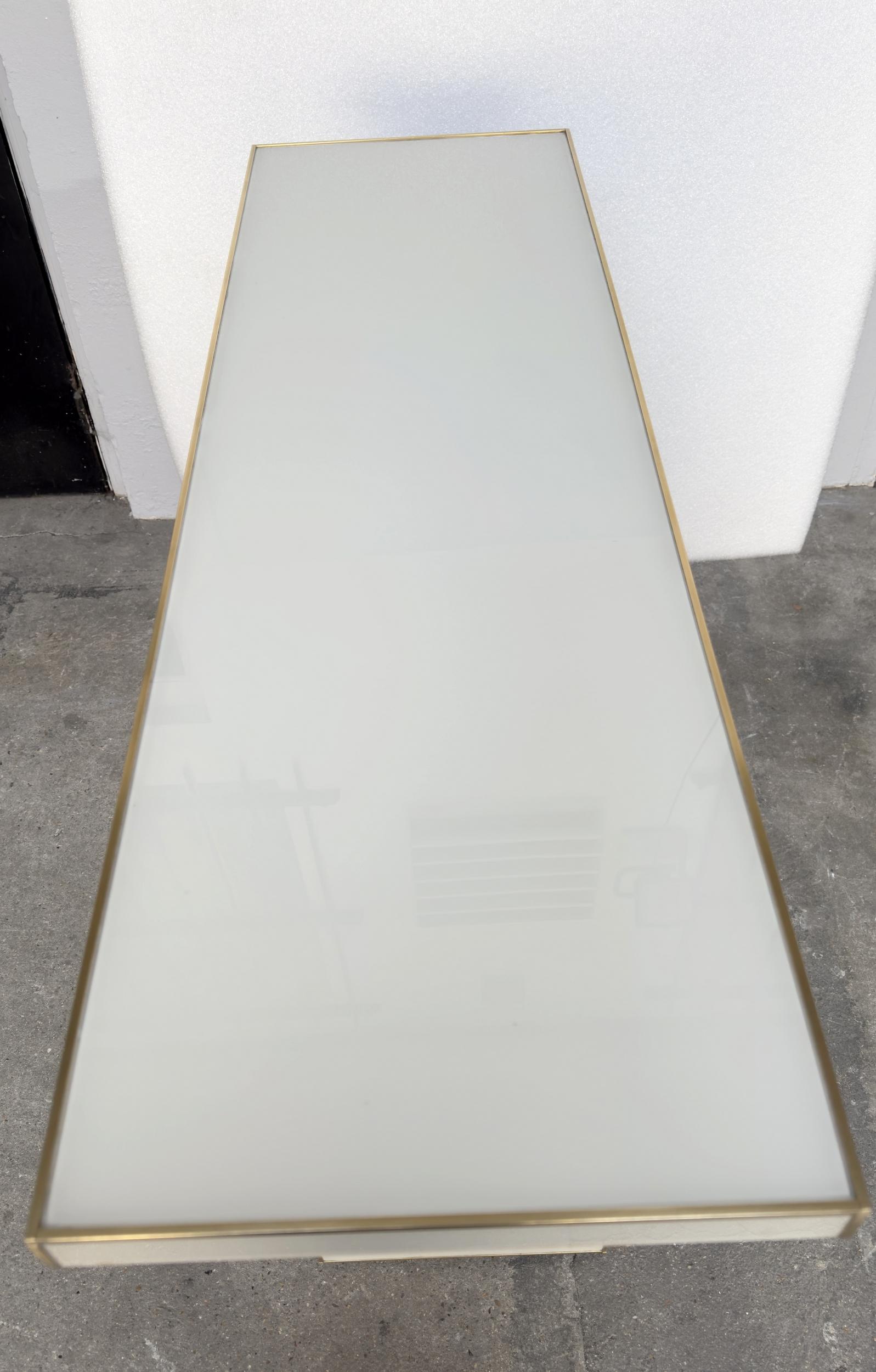 Contemporary Pair of ‘cubist’ consoles in glass and brass Murano, Italy, circa 2020 For Sale