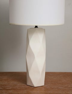 Custom Pair of Cubist Inspired Plaster Lamps