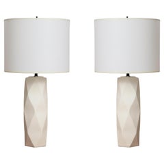 Custom Pair of Cubist Inspired Plaster Lamps