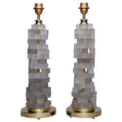 Pair of Cubist Style Murano Glass Lamps