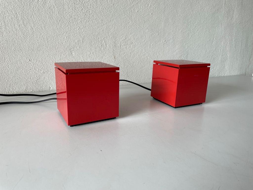 Space Age Pair of Cuboluce Table Lamps by OPI Milano for Cini & Nils, 1970s, Italy For Sale