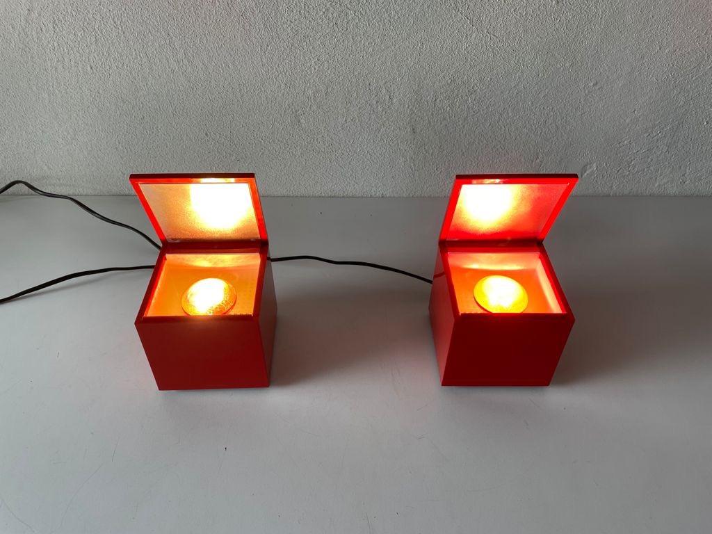 Plastic Pair of Cuboluce Table Lamps by OPI Milano for Cini & Nils, 1970s, Italy For Sale