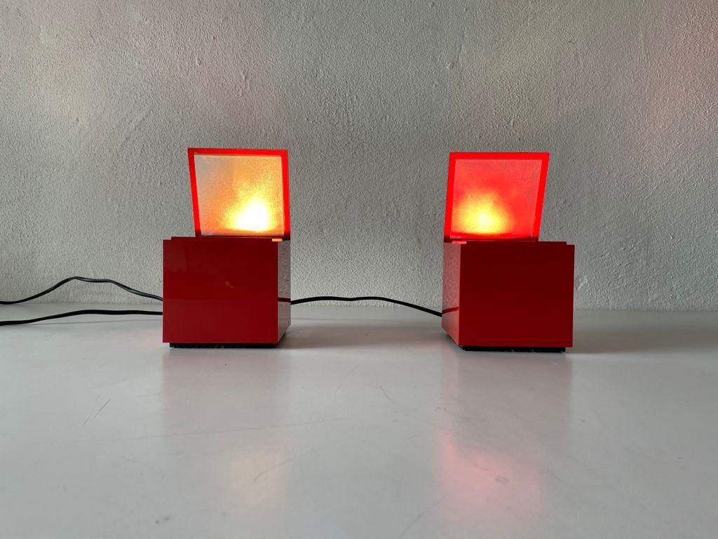 Pair of Cuboluce Table Lamps by OPI Milano for Cini & Nils, 1970s, Italy For Sale 1