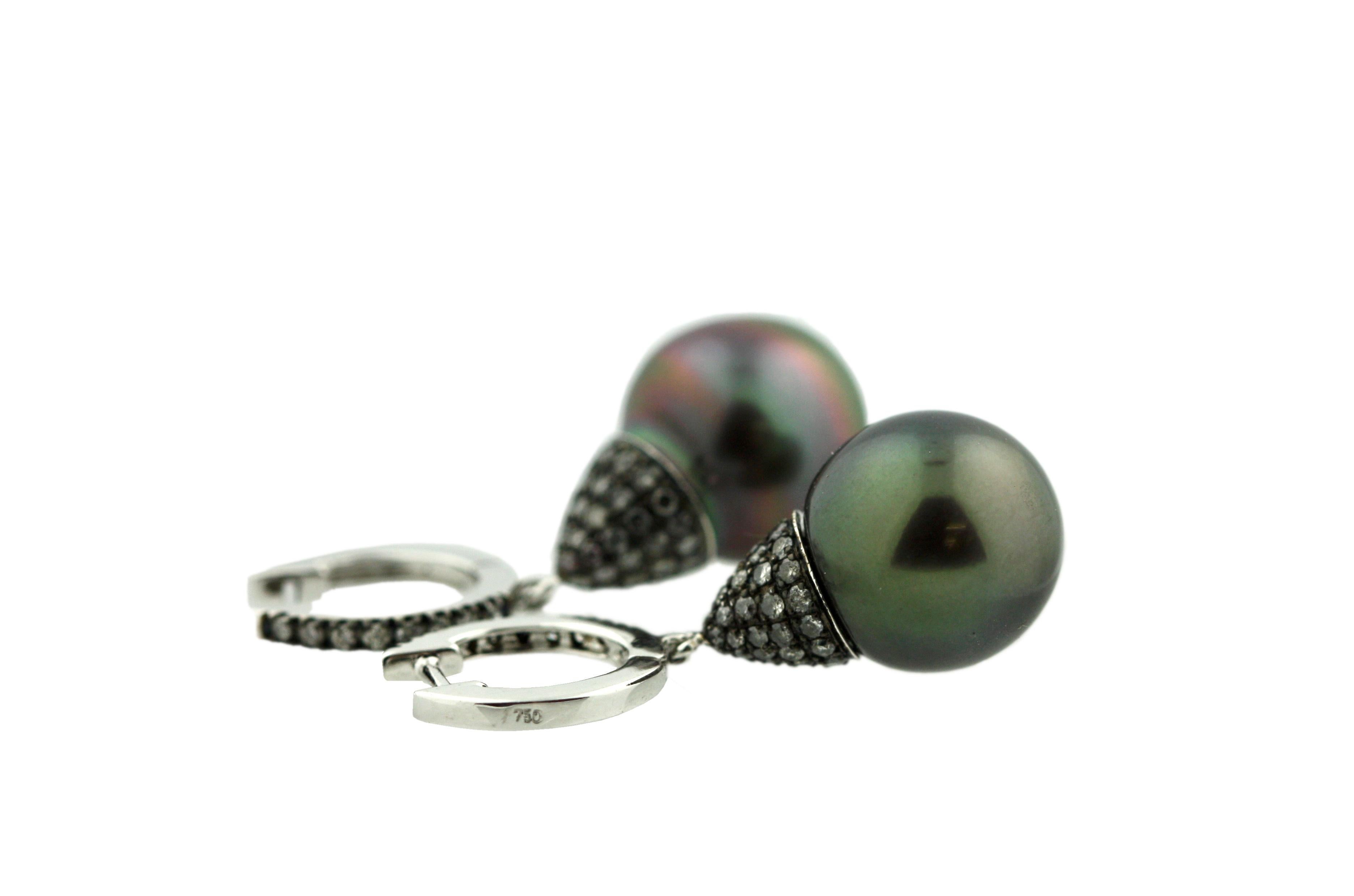 Ball Cut Pair of Cultured Pearl Earrings