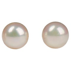 Pair of Cultured Pearl Gold Earrings, 7.0 mm