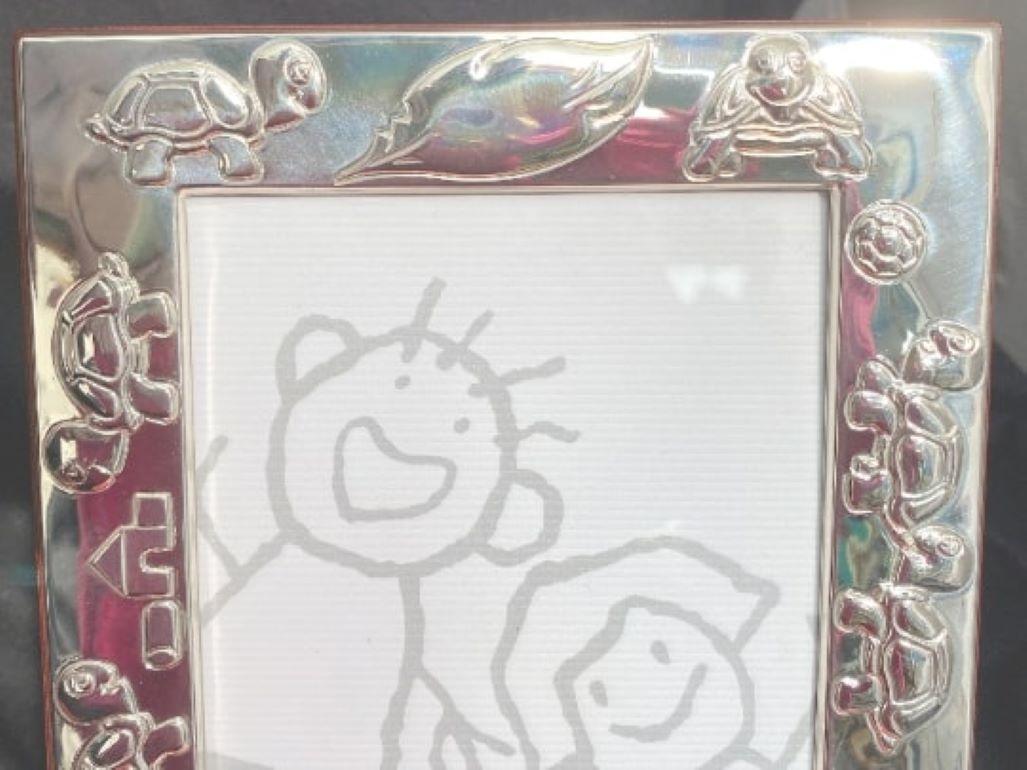Pair of Cunill Sterling Silver Child Turtle Picture Frames In Good Condition In New York, NY