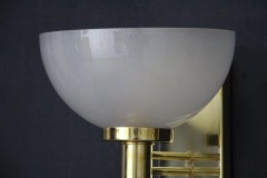 Pair of Cup Sconces in Ivory and Gold Murano Glass, Art Deco Beige Wall Lights