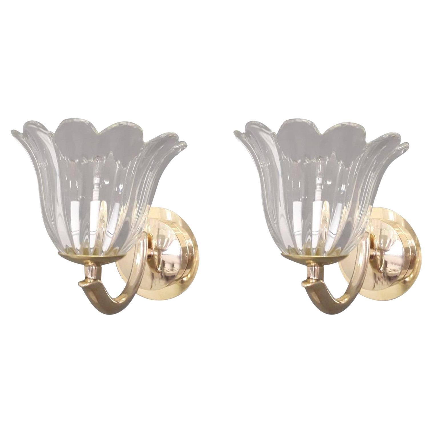 Pair of Cups Sconces by Barovier e Toso For Sale
