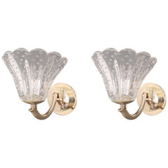 Pair of Cups Sconces by Barovier Et Toso, 3 Pairs Available