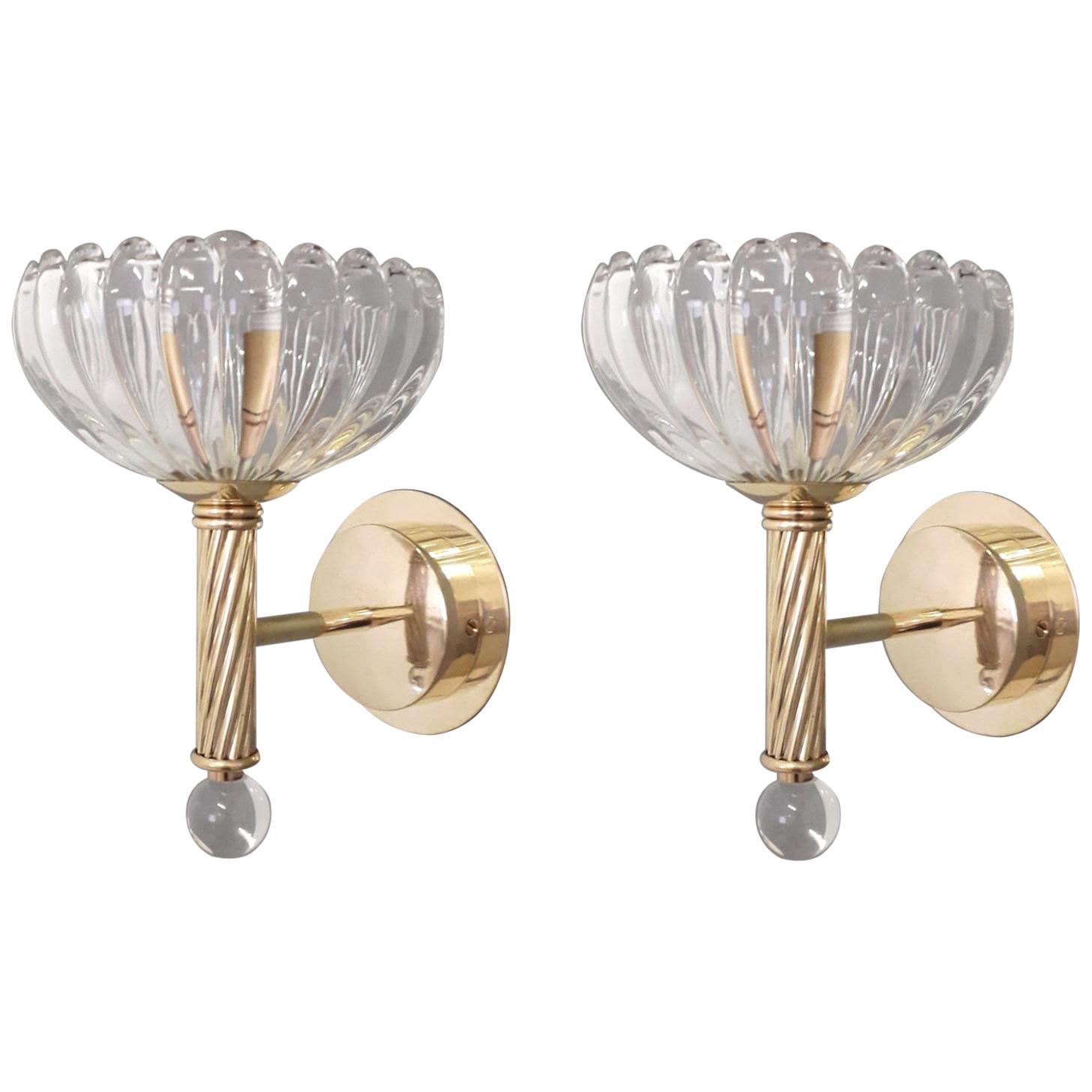 Pair of Cups Sconces by Barovier et Toso - 2 Pairs Available