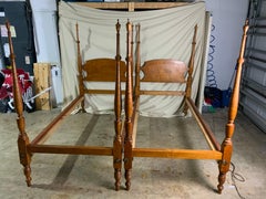 Pair of Curly / Birdseye Maple Twin Poster Beds
