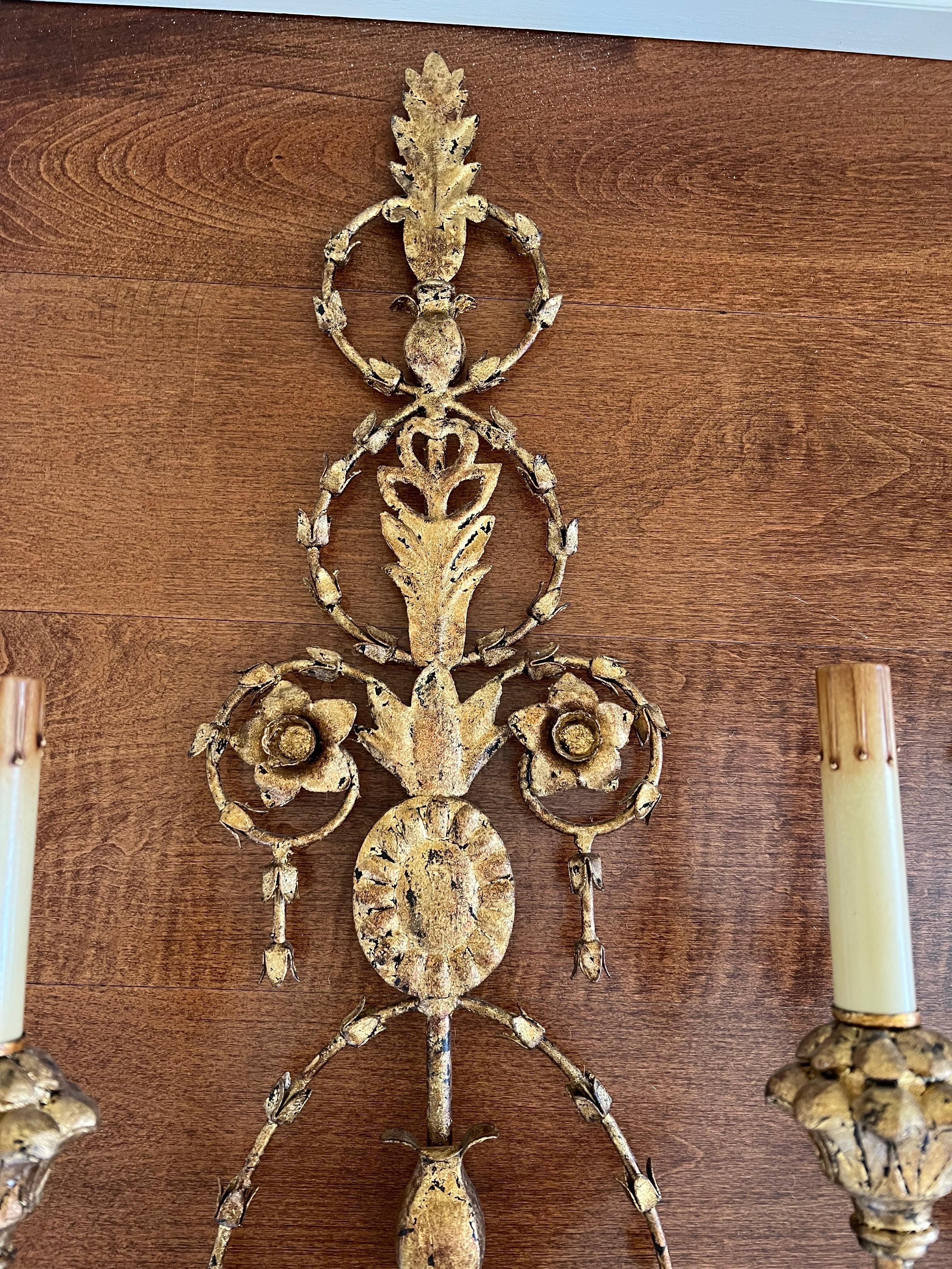 Pair of Currey and Company Neoclassical Gilt Sconces 5