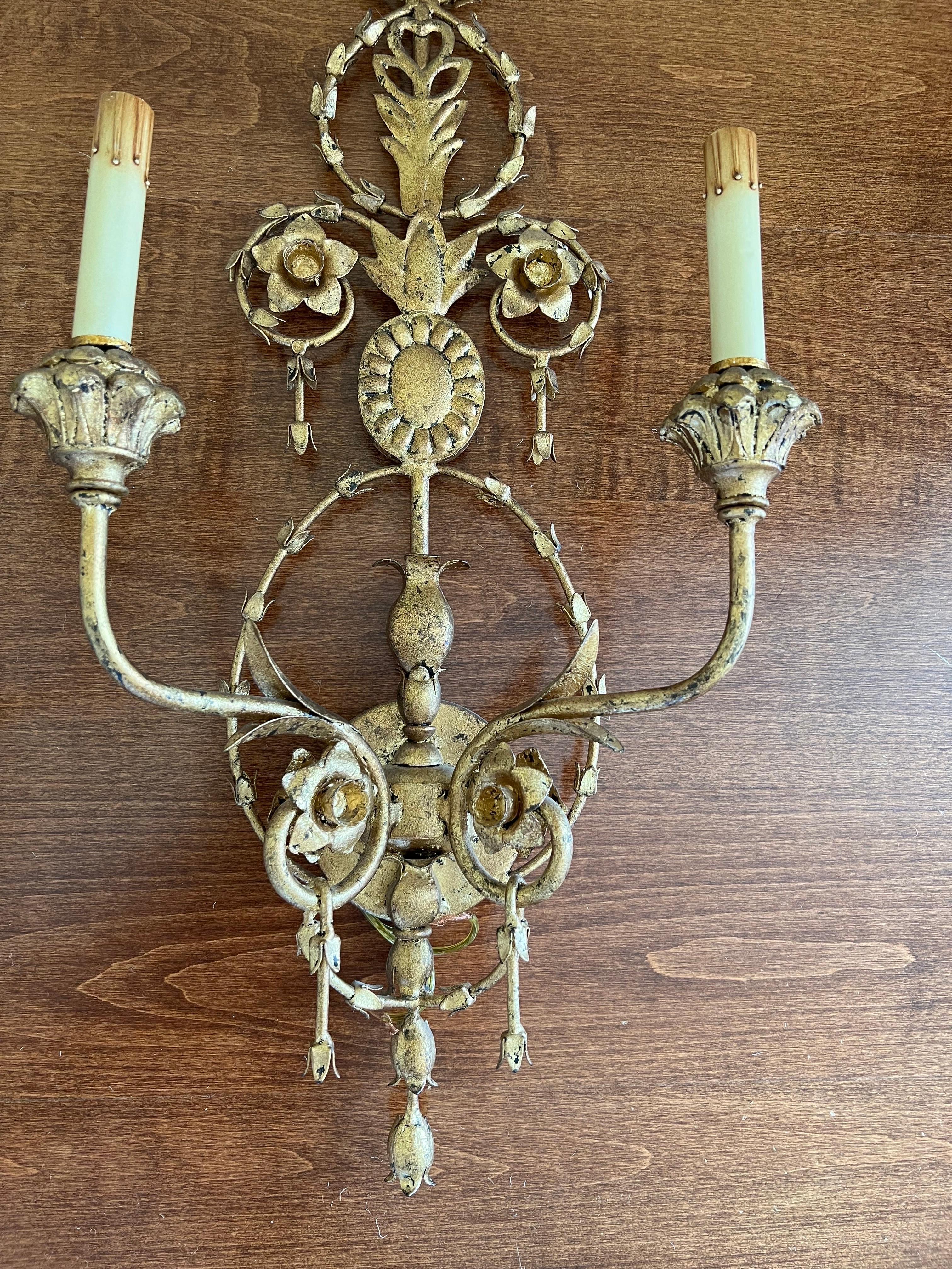 Pair of Currey and Company Neoclassical Gilt Sconces 6