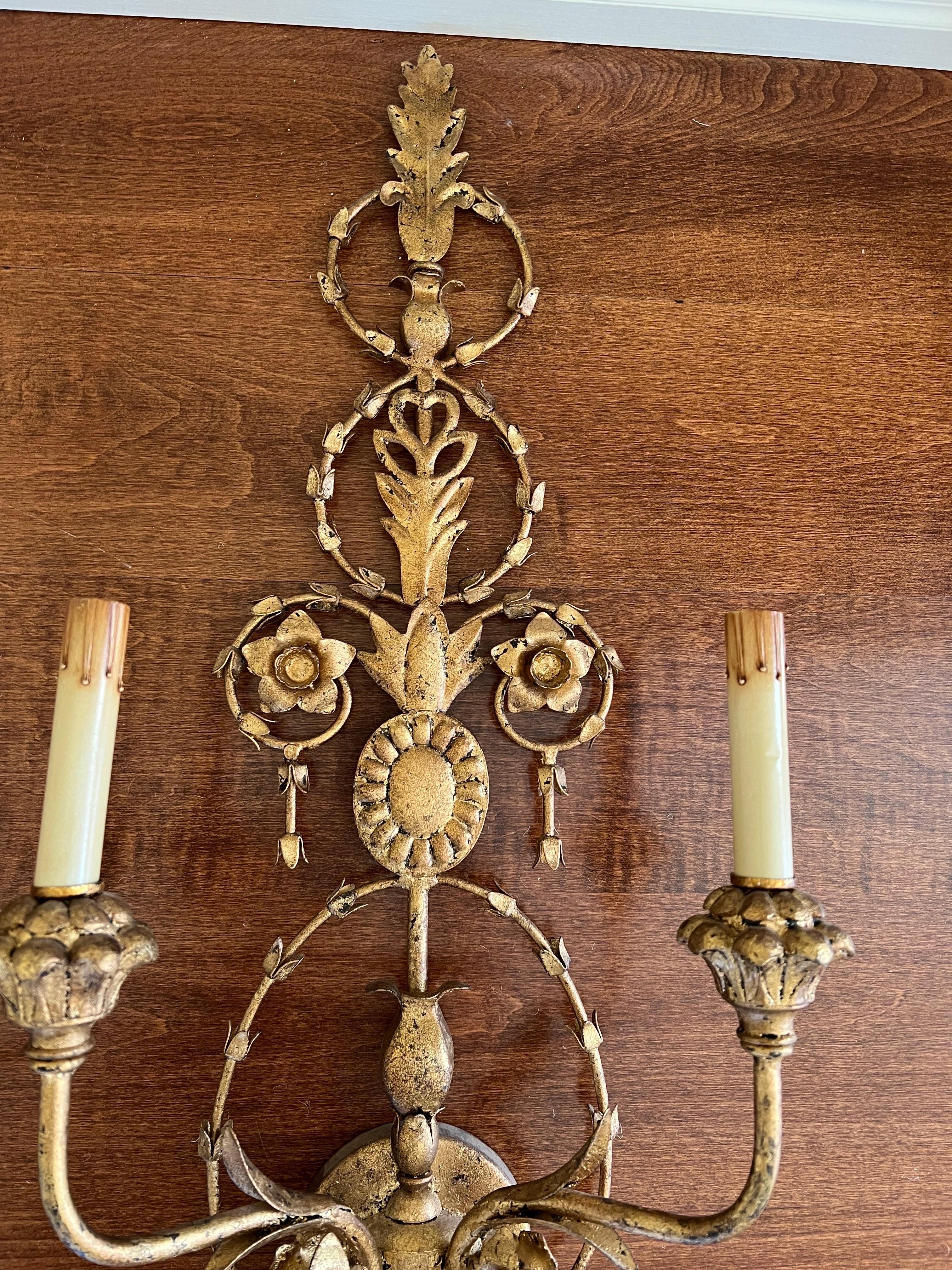 Pair of Currey and Company Neoclassical Gilt Sconces 10