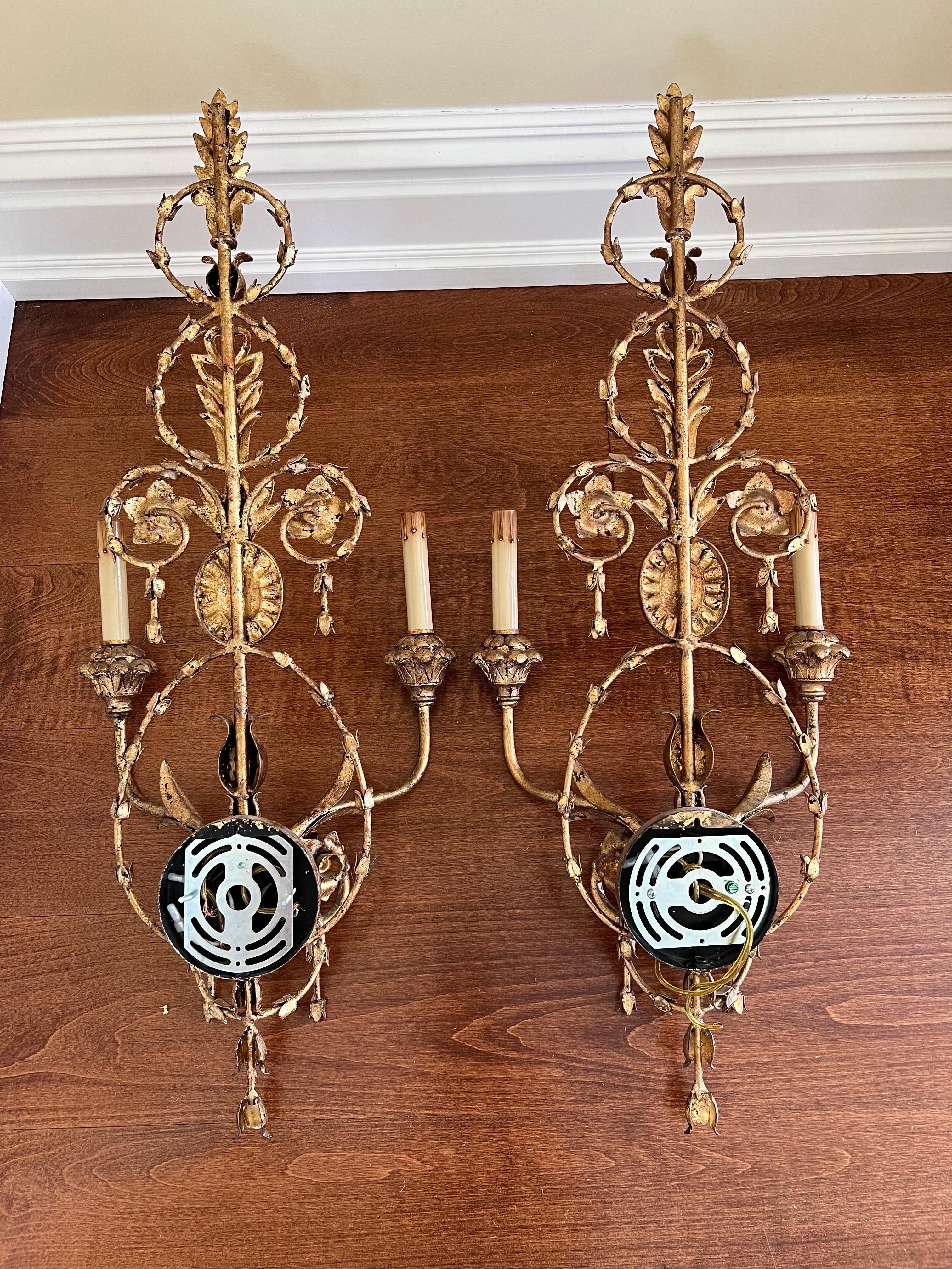 Pair of Currey and Company Neoclassical Gilt Sconces 12