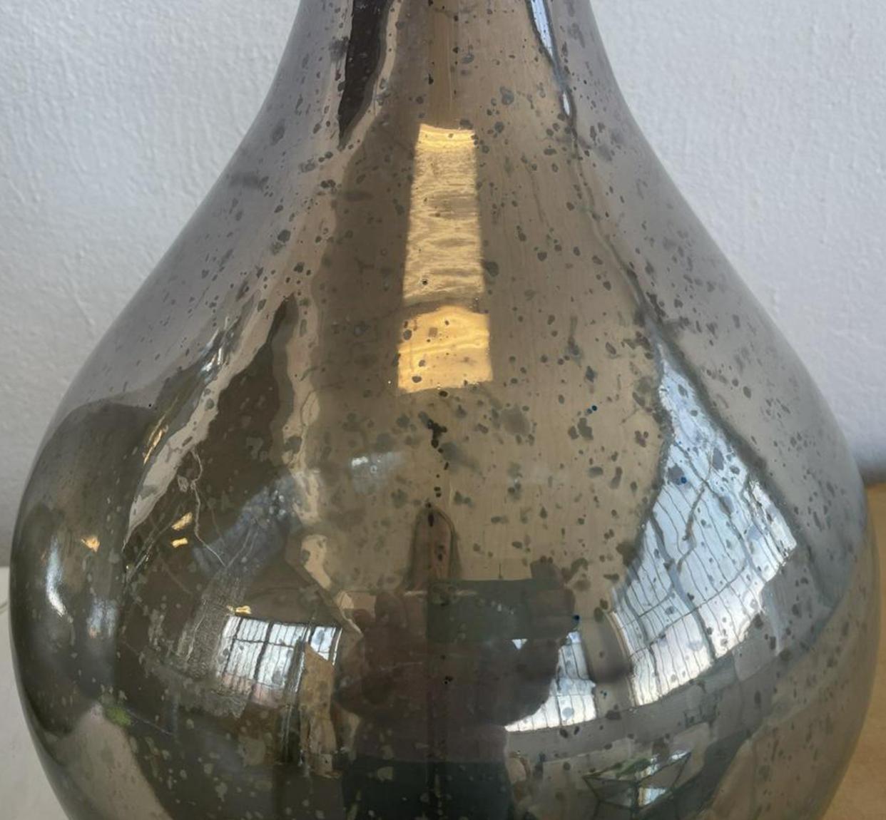 American Pair of Currey and Company “Nightsea” Mercury Glass Table Lamps For Sale
