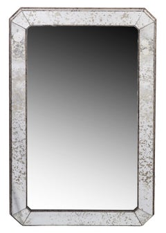 Pair of Currey & Co. Mirrors in Wooden Antiqued Glass Paneled Frames 20th C.