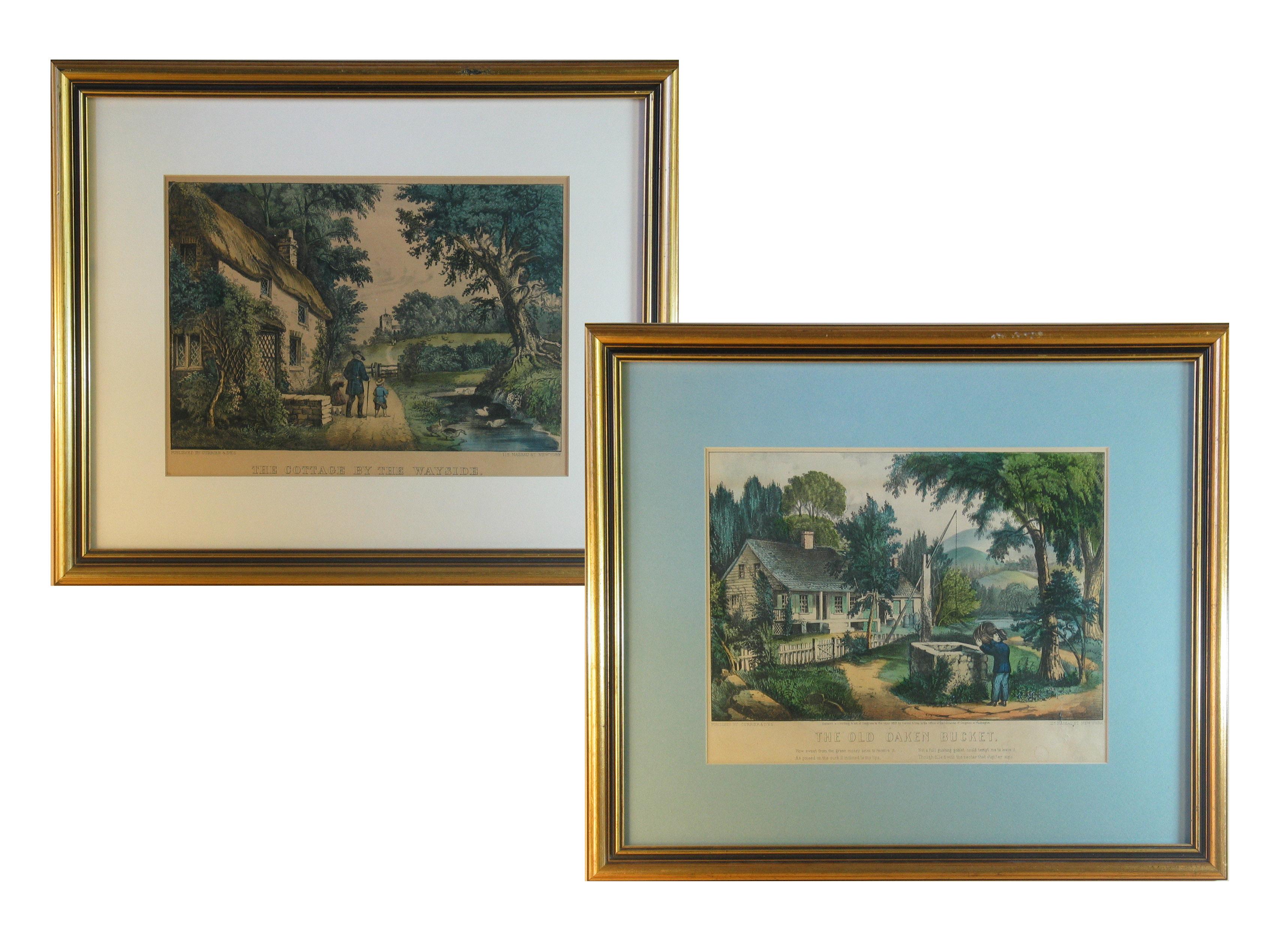 20th Century Pair of Currier & Ives Hand Colored Lithographs