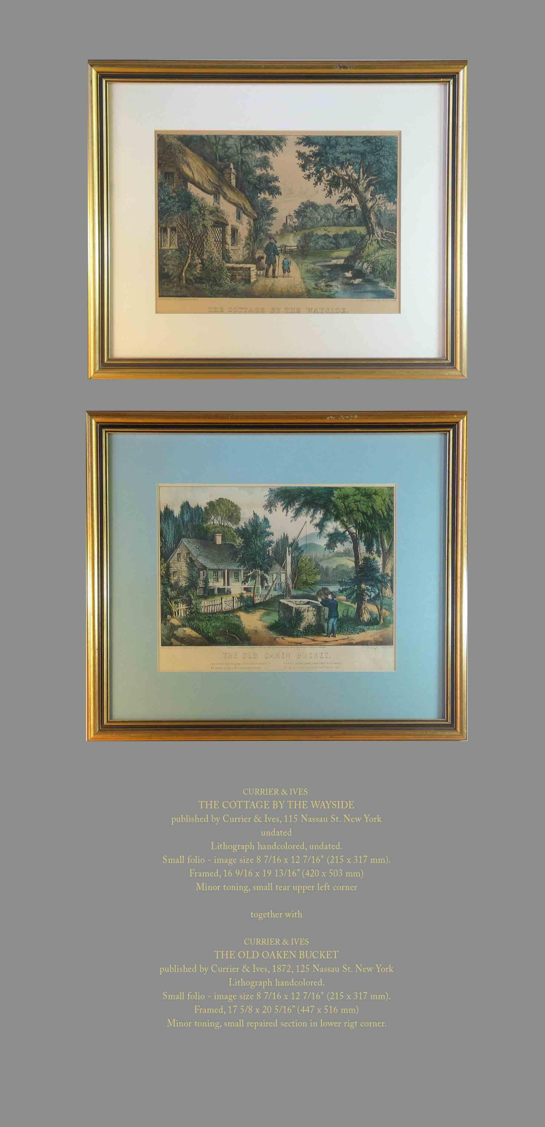 Paper Pair of Currier & Ives Hand Colored Lithographs