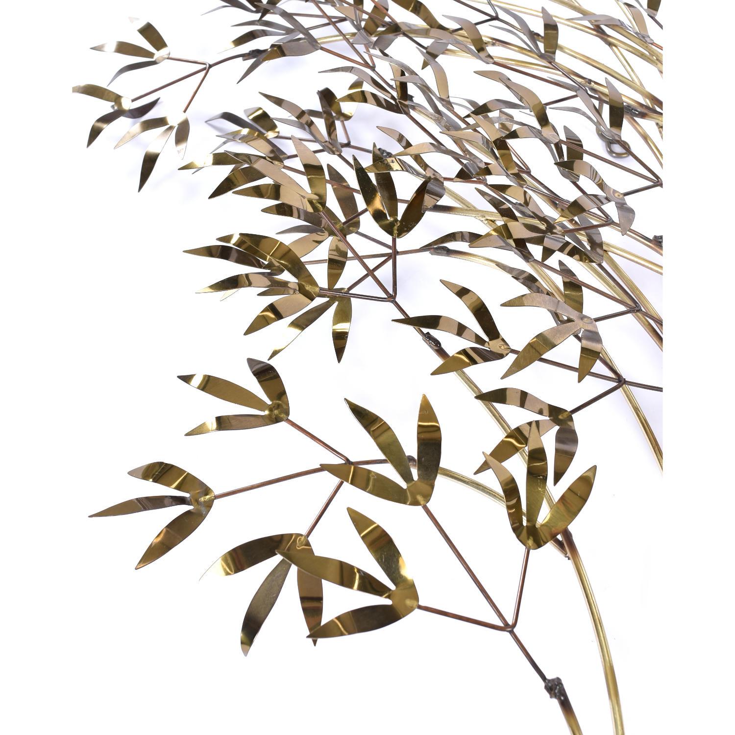 Pair of Curtis Jere Bamboo Branch Gold Brass Wall Sculptures 5