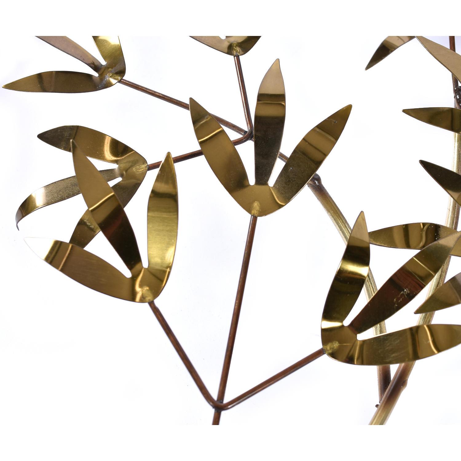 American Pair of Curtis Jere Bamboo Branch Gold Brass Wall Sculptures