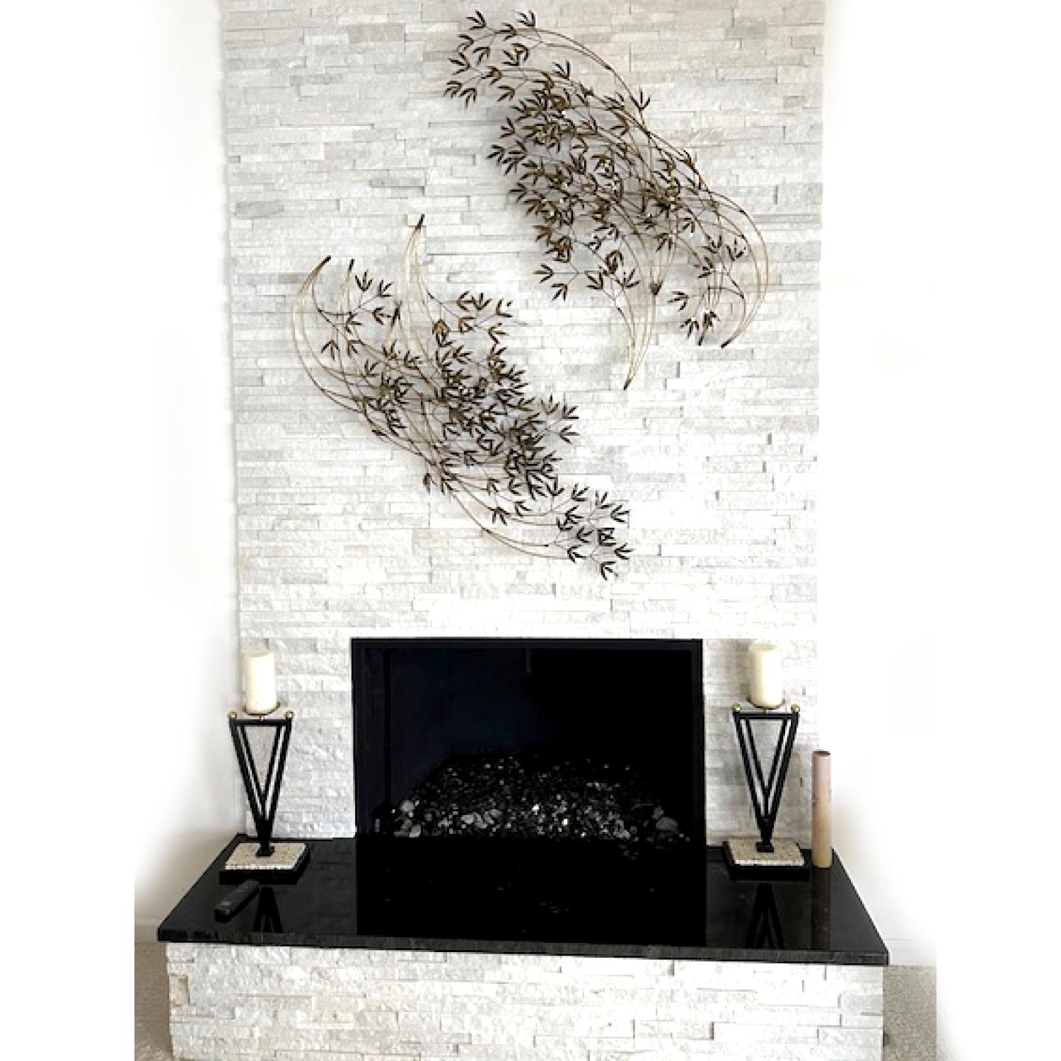 Mid-Century Modern Pair of Curtis Jere Bamboo Branch Gold Brass Wall Sculptures