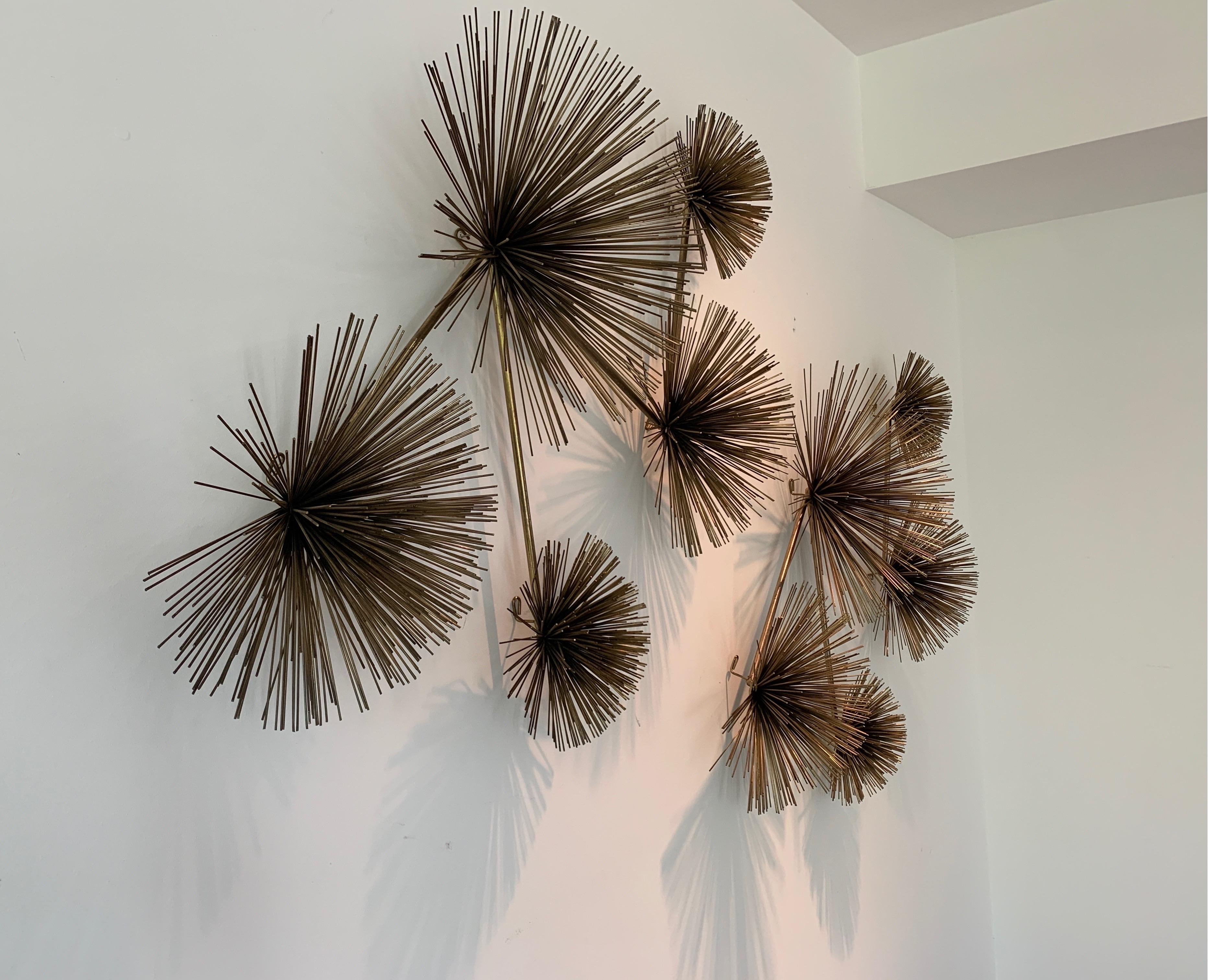 Late 20th Century Pair of Curtis Jere Sea Urchin Wall Sculptures