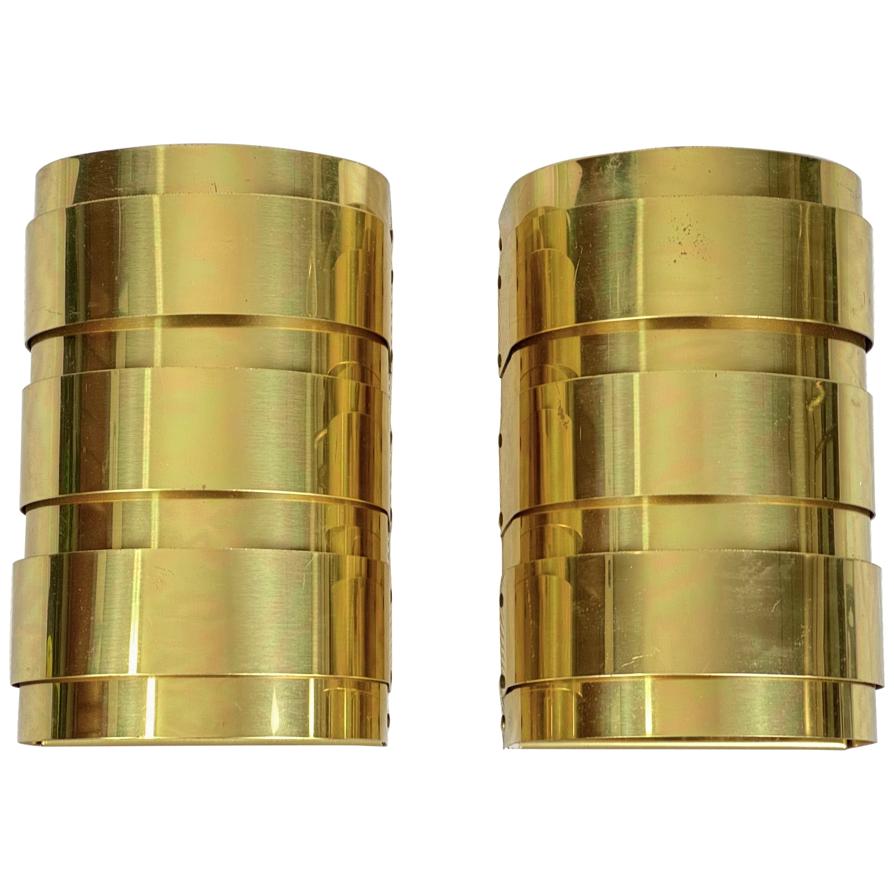 Pair of Curtis Jere Style Brass Wall Sconces by Lightolier
