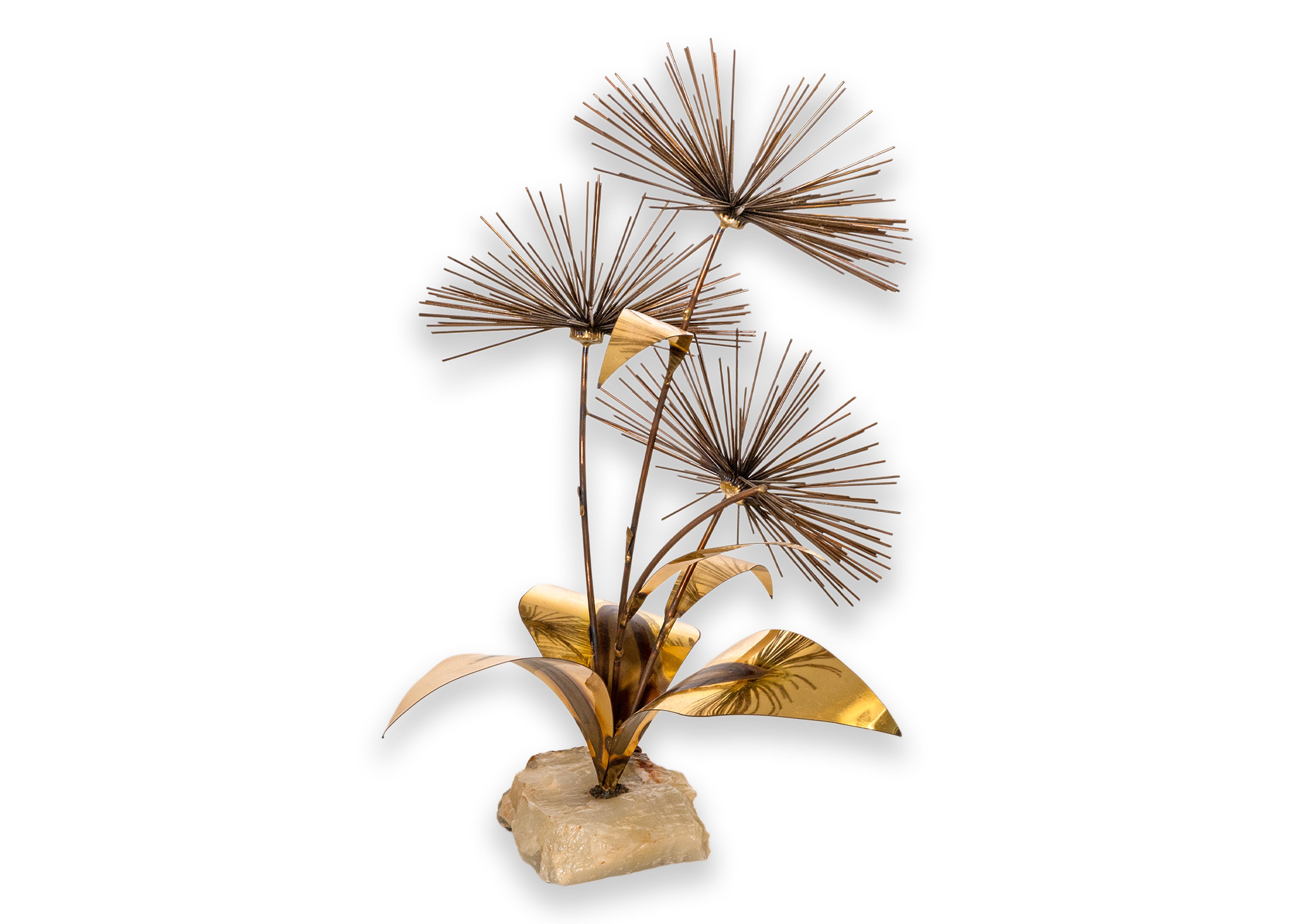Coppia di Pom Pom in stile Mid Century Modern di Curtis Jere su base di quarzo in vendita 2