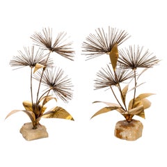 Pair of Curtis Jere Style Mid Century Modern Pom Poms on Quartz Base