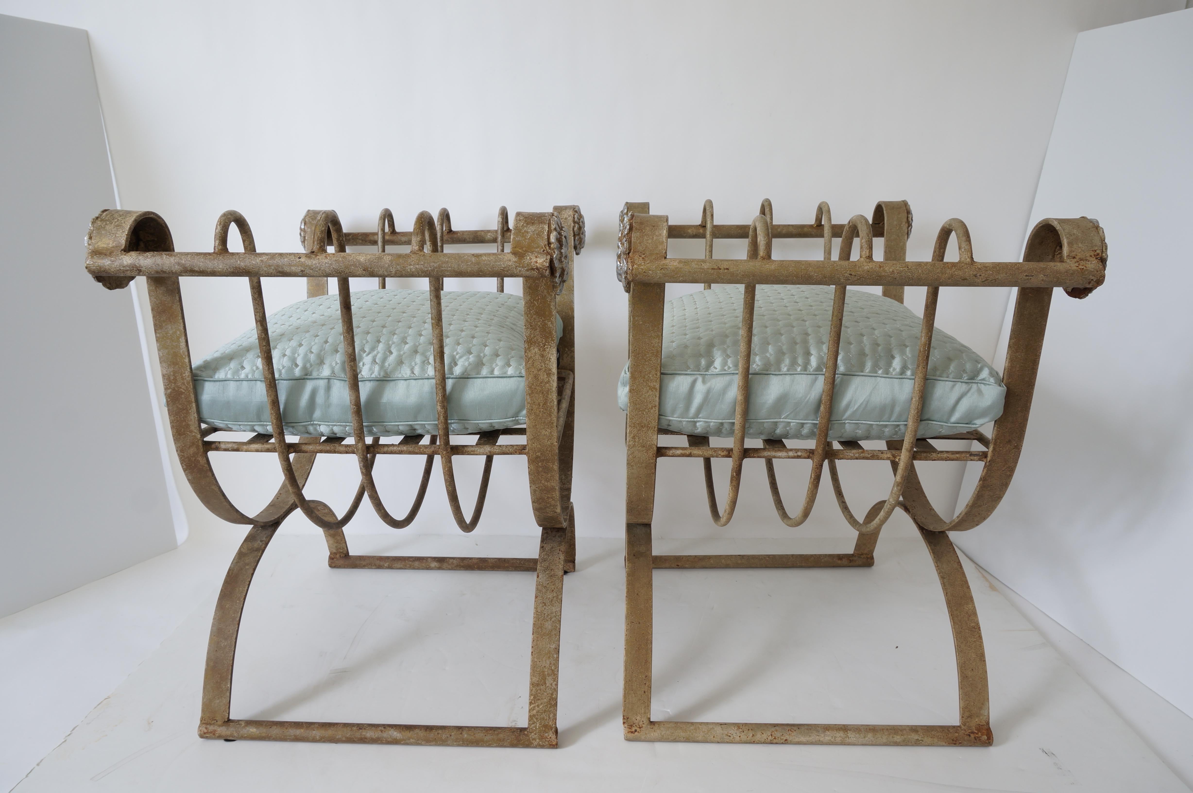 American Pair of Curule Form Benches