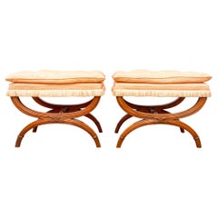 Pair of Curule Mahogany Benches