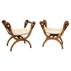 Paire de tabourets Curule, 19ème siècle