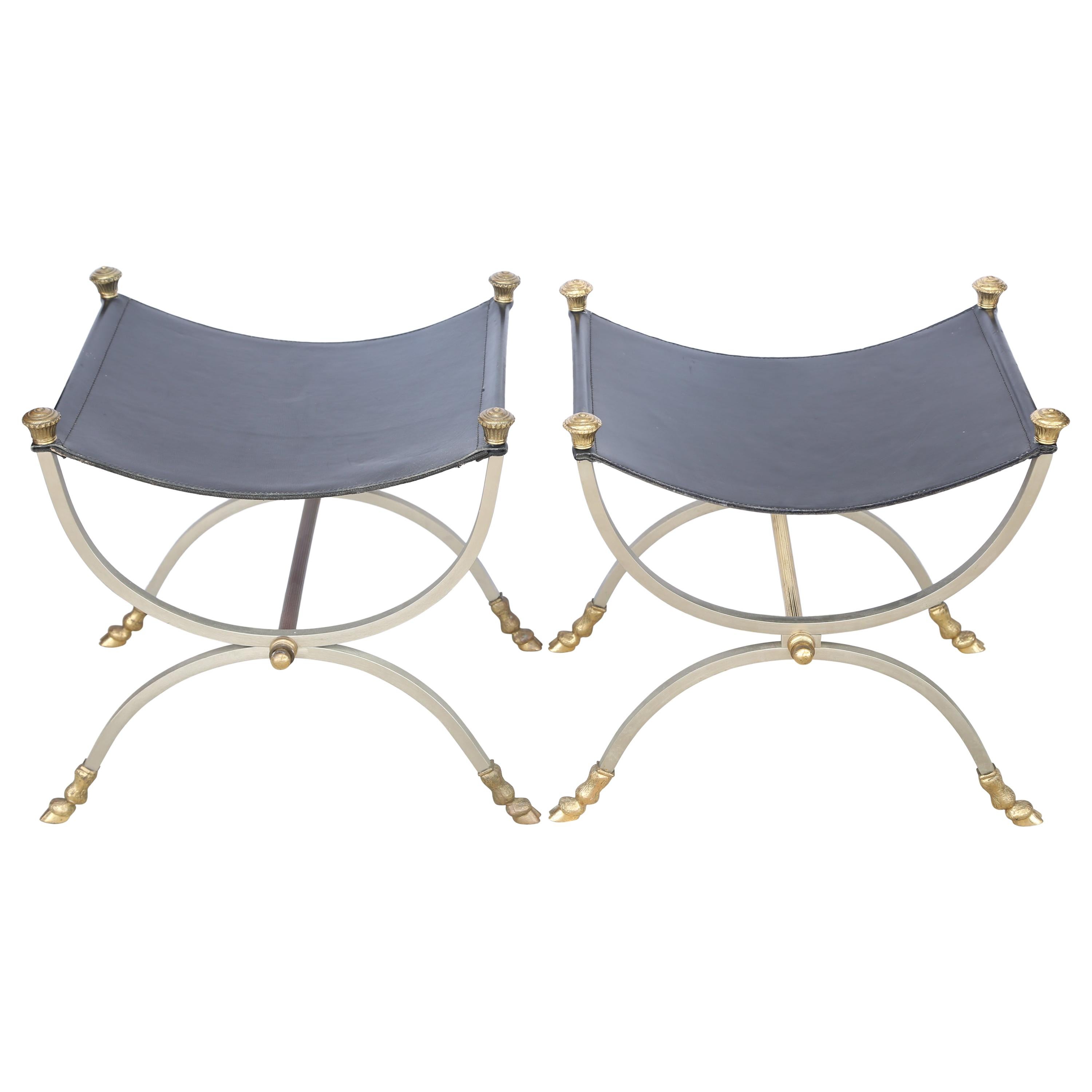 Pair of Curule Style Benches by Jansen