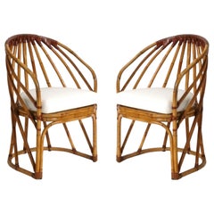 Vintage Pair of Curvaceous Bamboo Chairs attributed to McGuire