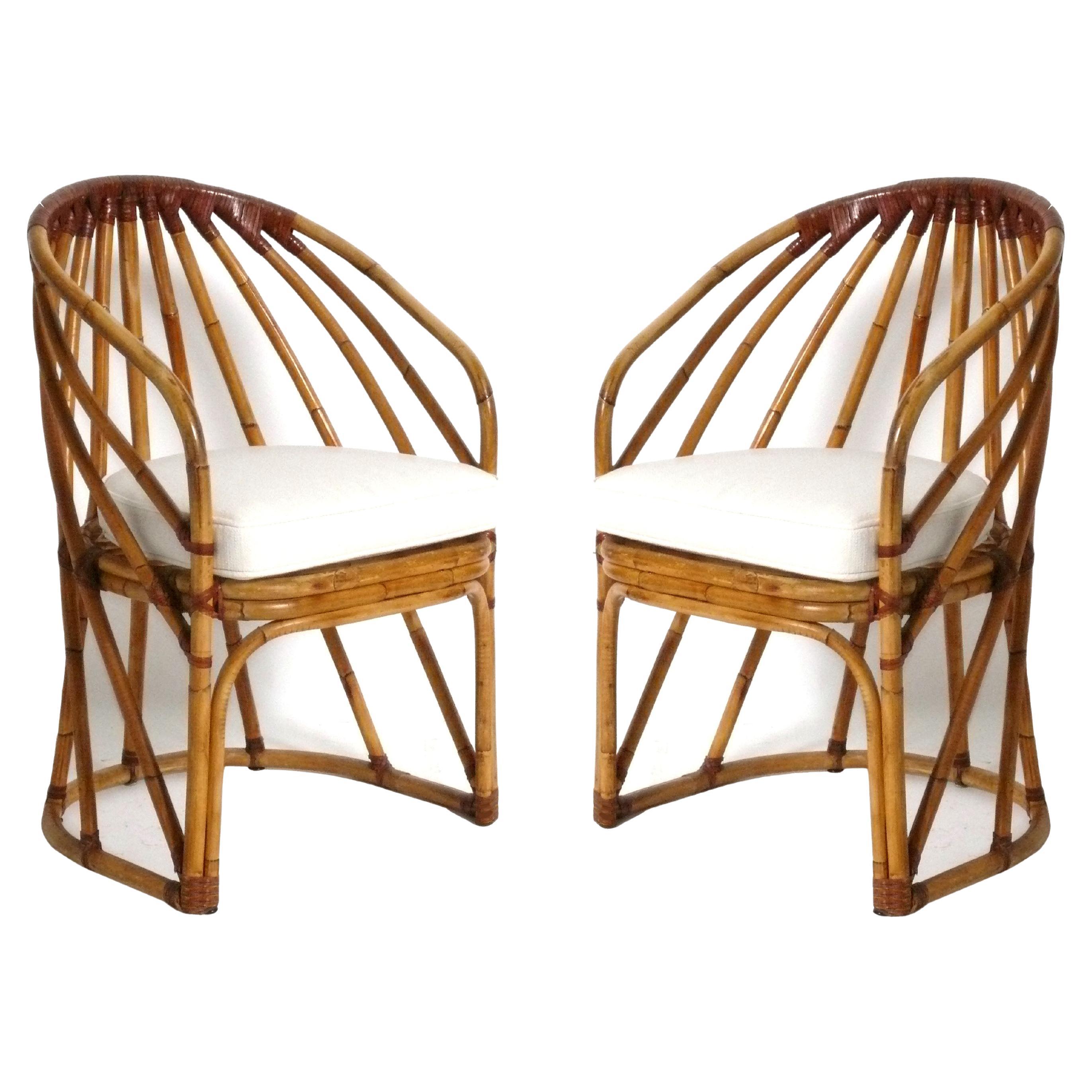 Pair of Curvaceous Bamboo Chairs attributed to McGuire
