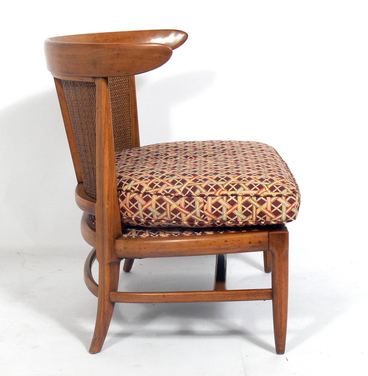 Mid-Century Modern Pair of Curvaceous Caned Back Slipper Chairs by Lubberts & Mulder for Tomlinson
