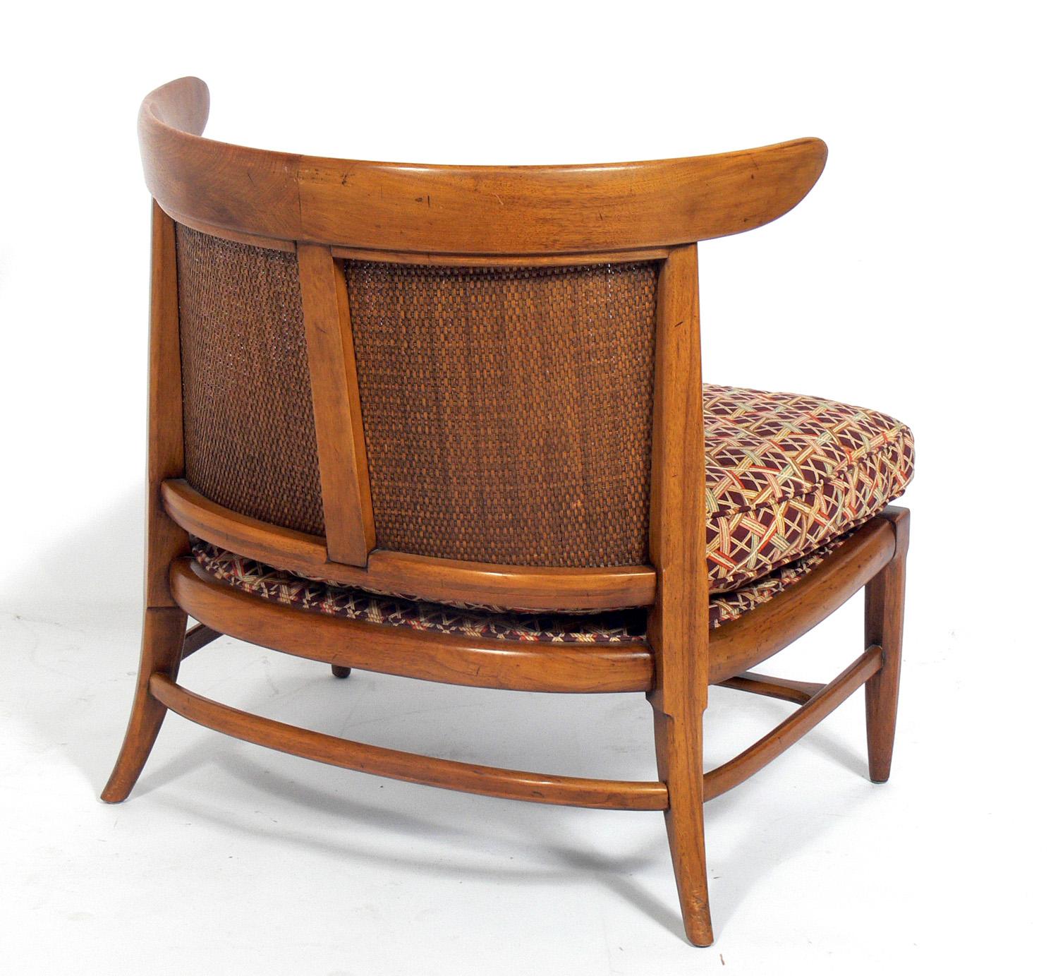 American Pair of Curvaceous Caned Back Slipper Chairs by Lubberts & Mulder for Tomlinson