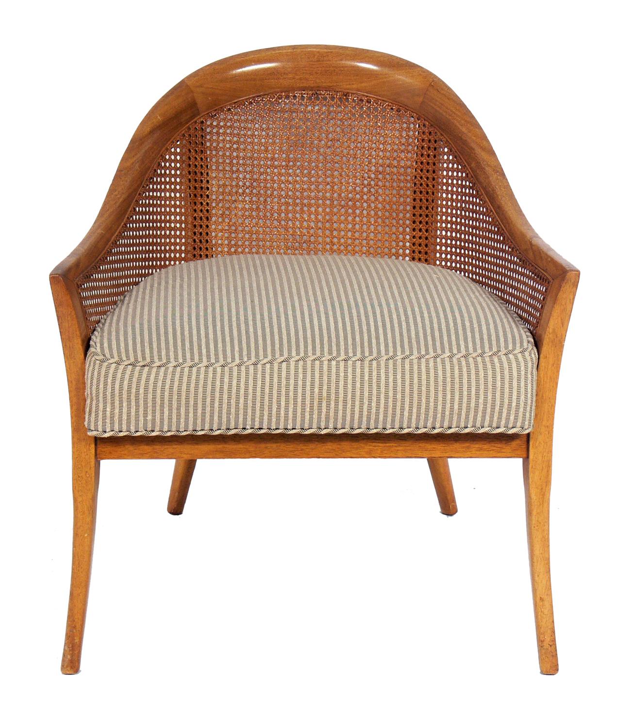 Pair of Curvaceous modern lounge chairs, designed by Harvey Probber, American, circa 1960s. They are currently being reupholstered and can be completed in your fabric. The price noted includes reupholstery in your fabric. Simply send us your fabric