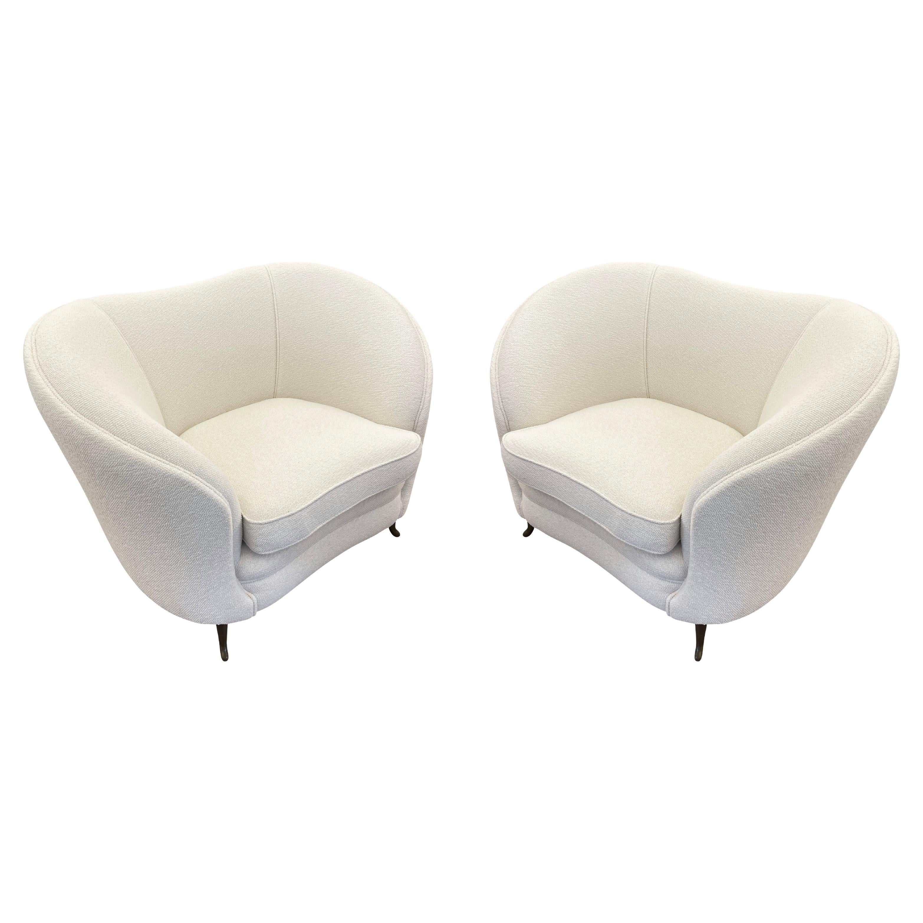 Pair of Curvaceous Italian Mid-Century Club Chairs