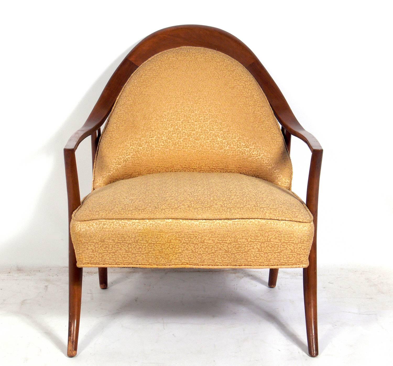 Mid-Century Modern Pair of Curvaceous Lounge Chairs by T.H. Robsjohn-Gibbings