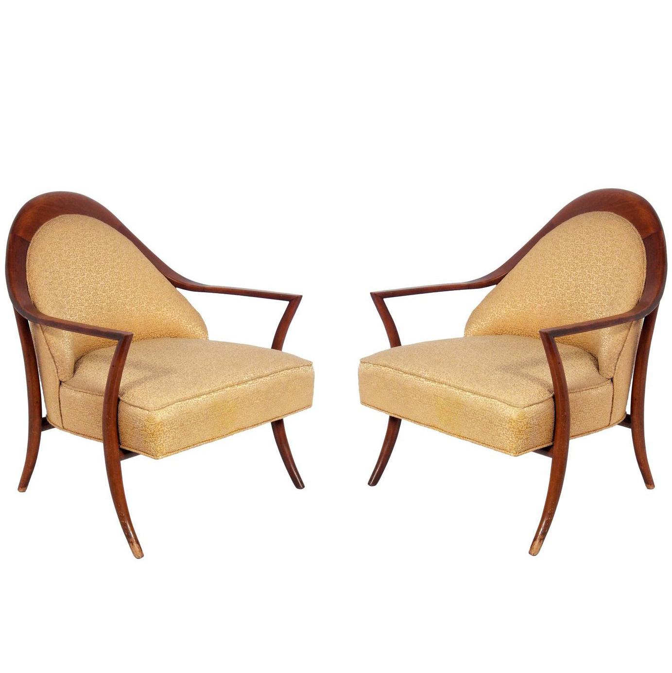 Pair of Curvaceous Lounge Chairs by T.H. Robsjohn-Gibbings