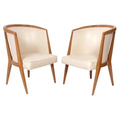 Paire de chaises longues curvilignes en Oak du milieu du siècle dernier