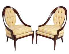 Vintage Pair of Curvaceous Spoonback Lounge Chairs