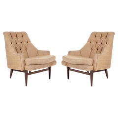 Pair of Curvaceous Tufted Lounge Chairs attributed to Dunbar 