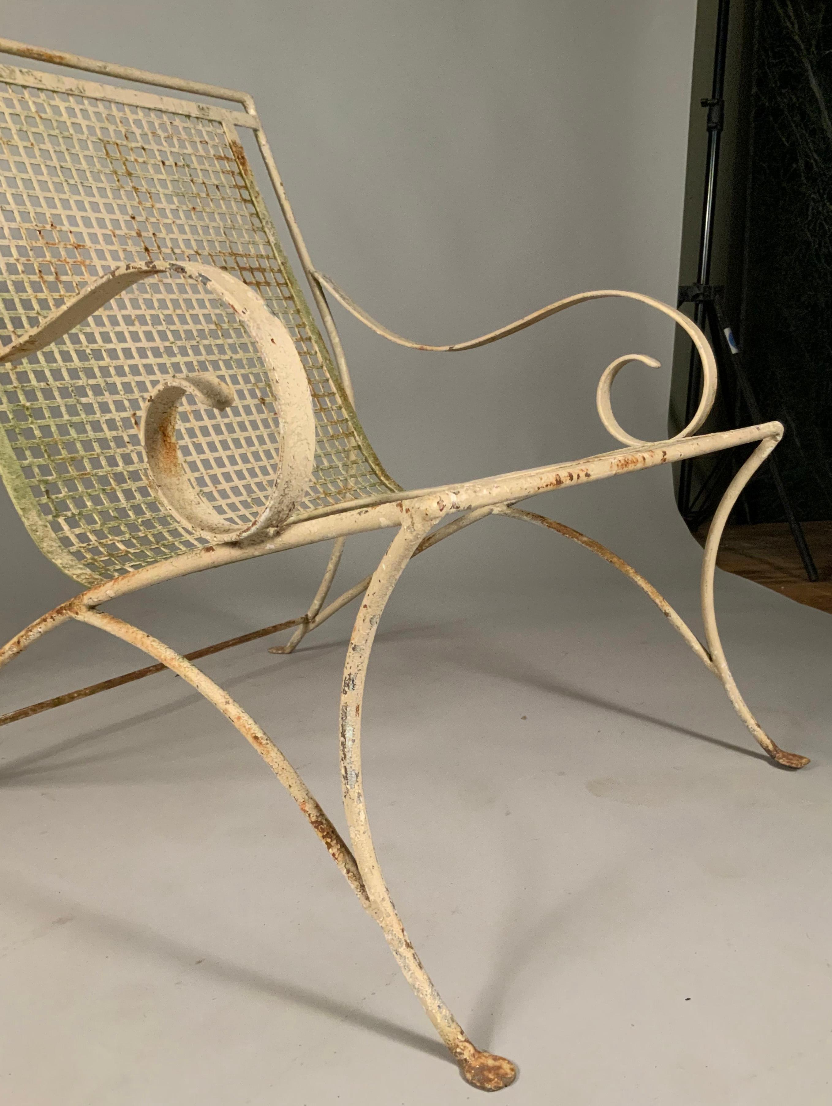 American Pair of Curved 1960's Wrought Iron Lounge Chairs