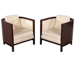 Pair of Curved Art Deco Style Lounge Chairs by Bolier & Co.