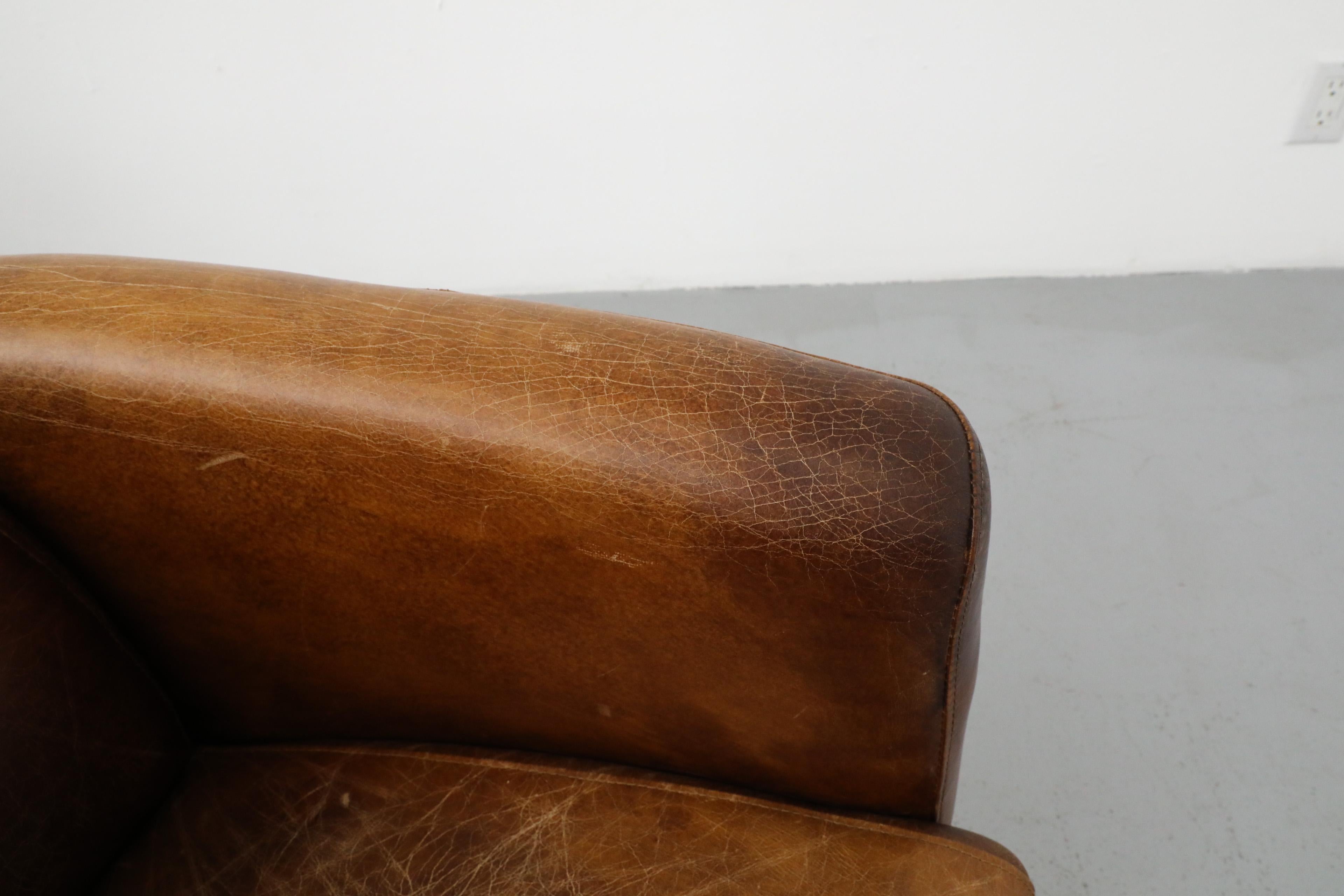 Pair of Curved Aviator Model Brown Leather Lounge Chairs 8