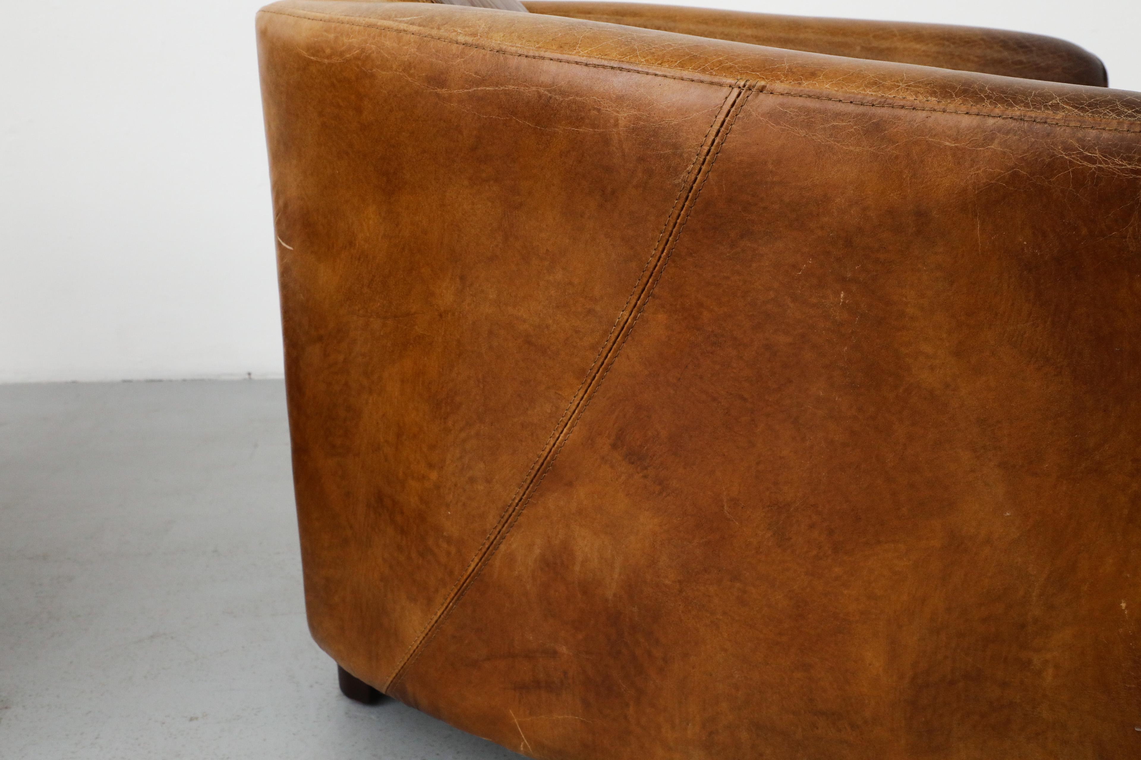 Pair of Curved Aviator Model Brown Leather Lounge Chairs 9